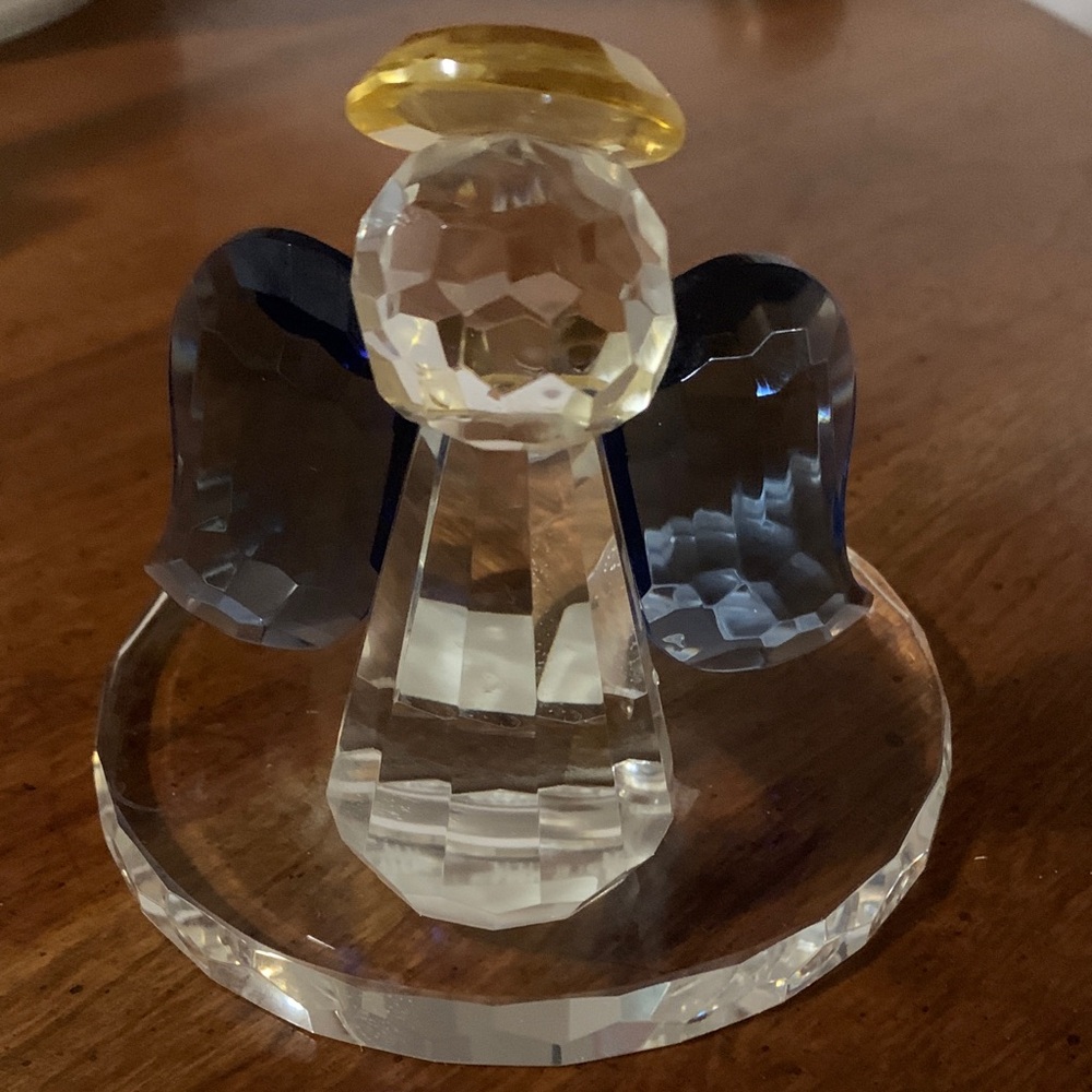 PartyLite Crystal Angel with Blue Wings and Gold Halo